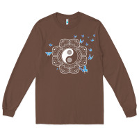 Chestnut yin yang with butterflies ancient chinese yin yang Long Sleeve Tee - Craftify
