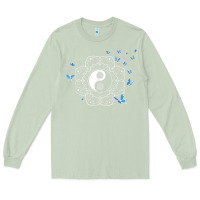 Matcha yin yang with butterflies ancient chinese yin yang Long Sleeve Tee - Craftify