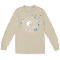 Mushroom yin yang with butterflies ancient chinese yin yang Long Sleeve Tee - Craftify