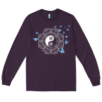 Plum yin yang with butterflies ancient chinese yin yang Long Sleeve Tee - Craftify