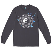 Smoke yin yang with butterflies ancient chinese yin yang Long Sleeve Tee - Craftify