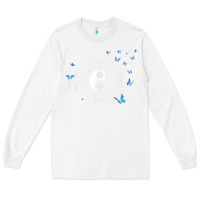 White yin yang with butterflies ancient chinese yin yang Long Sleeve Tee - Craftify