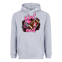 Heather Grey Pink Out Football Heavyweight Hoodie - BarkalooDesign