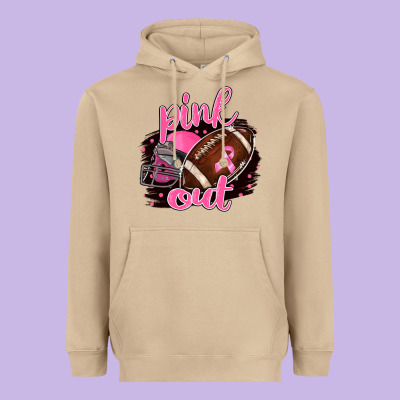 Pink Out Football Heavyweight Hoodie Designed By Barkaloodesign