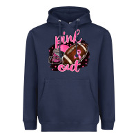 Navy Pink Out Football Heavyweight Hoodie - BarkalooDesign