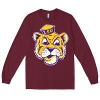 Burgundy Vintage Louisiana State Tiger Mascot Long Sleeve Tee - Craftify