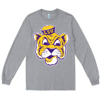 Heather Grey Vintage Louisiana State Tiger Mascot Long Sleeve Tee - Craftify
