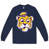 Navy Vintage Louisiana State Tiger Mascot Long Sleeve Tee - Craftify