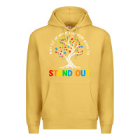Antique Gold Why Fit In Autism Awareness Premium Hoodie - CowhideDigitalArt