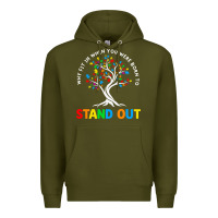 Army Green Why Fit In Autism Awareness Premium Hoodie - CowhideDigitalArt