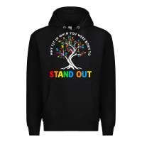 Black Why Fit In Autism Awareness Premium Hoodie - CowhideDigitalArt