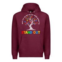 Burgundy Why Fit In Autism Awareness Premium Hoodie - CowhideDigitalArt