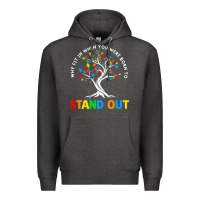 Charcoal Heather Why Fit In Autism Awareness Premium Hoodie - CowhideDigitalArt
