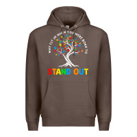 Coffee Why Fit In Autism Awareness Premium Hoodie - CowhideDigitalArt