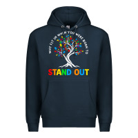 Navy Why Fit In Autism Awareness Premium Hoodie - CowhideDigitalArt
