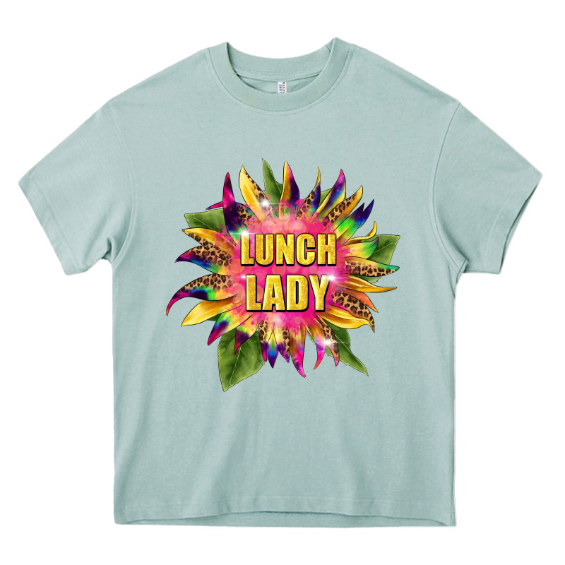 Lunch Lady Tie Dye Sunflower Heavy Core Tee by BarkalooDesign | Teevron
