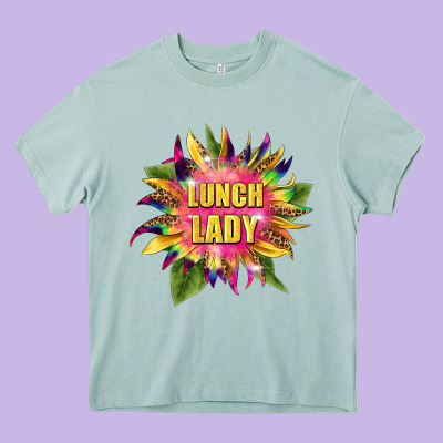 Lunch Lady Tie Dye Sunflower Heavy Core Tee Designed By Barkaloodesign
