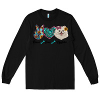 Black peace love pomeranian Long Sleeve Tee - RanaPortraitStore