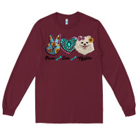 Burgundy peace love pomeranian Long Sleeve Tee - RanaPortraitStore
