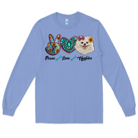 Colony Blue peace love pomeranian Long Sleeve Tee - RanaPortraitStore