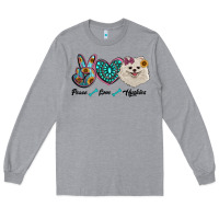 Heather Grey peace love pomeranian Long Sleeve Tee - RanaPortraitStore