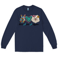 Navy peace love pomeranian Long Sleeve Tee - RanaPortraitStore