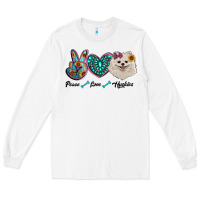 White peace love pomeranian Long Sleeve Tee - RanaPortraitStore
