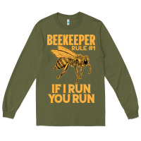 Army Green bee beekeeper if i run you run bumble bee humour 449 hive beekeeping Long Sleeve Tee - Craftify