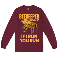 Burgundy bee beekeeper if i run you run bumble bee humour 449 hive beekeeping Long Sleeve Tee - Craftify