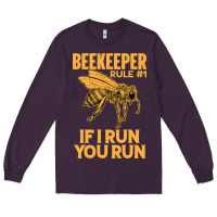 Plum bee beekeeper if i run you run bumble bee humour 449 hive beekeeping Long Sleeve Tee - Craftify