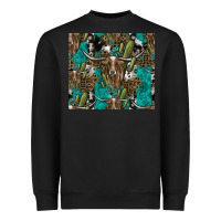 Black Longhorn Pattern Heavyweight Sweatshirt - CowhideDigitalArt