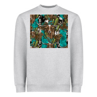 Heather Grey Longhorn Pattern Heavyweight Sweatshirt - CowhideDigitalArt