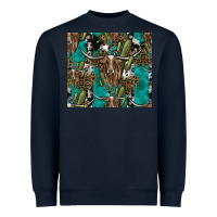 Navy Longhorn Pattern Heavyweight Sweatshirt - CowhideDigitalArt