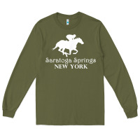Army Green Saratoga Springs New York Horse Racing Jockey Long Sleeve Tee - Craftify