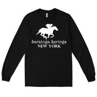 Black Saratoga Springs New York Horse Racing Jockey Long Sleeve Tee - Craftify