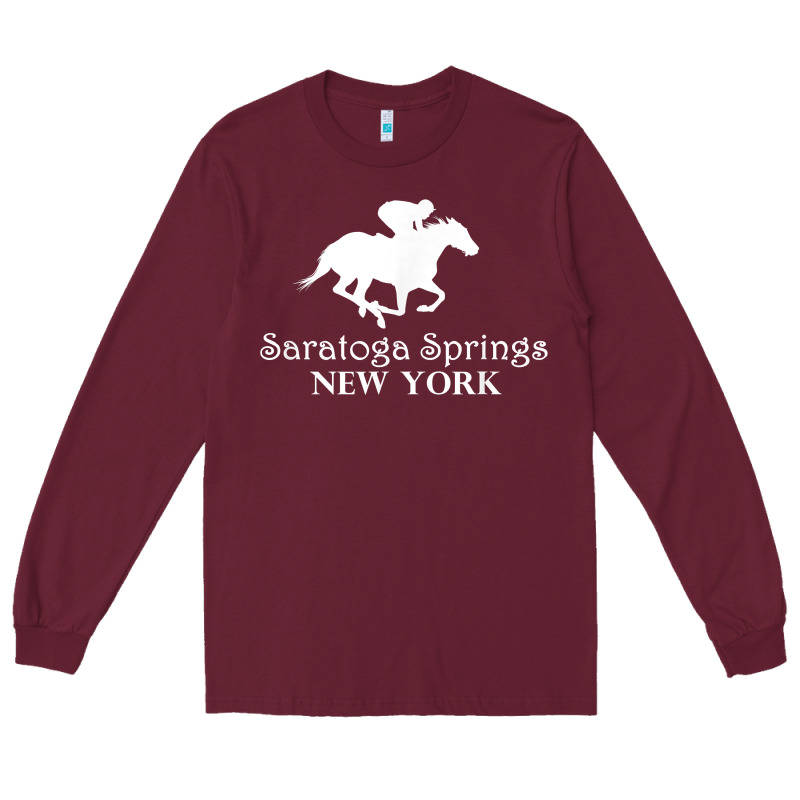 Saratoga Springs New York Horse Racing Jockey Long Sleeve Tee by Craftify | Teevron