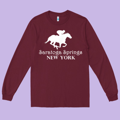 Saratoga Springs New York Horse Racing Jockey Long Sleeve Tee Designed By Craftify
