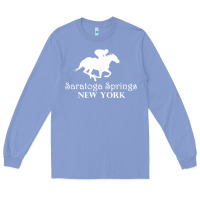 Colony Blue Saratoga Springs New York Horse Racing Jockey Long Sleeve Tee - Craftify