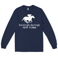 Navy Saratoga Springs New York Horse Racing Jockey Long Sleeve Tee - Craftify