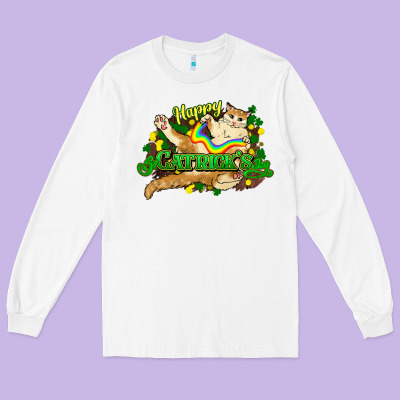St. Patrick's Day Cat Long Sleeve Tee Designed By Howdyjamesfarm