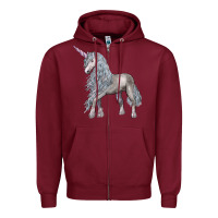 Burgundy Unicorn Zipper Hoodie - LillyAllenDesigns