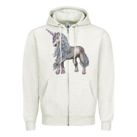 Oatmeal Heather Unicorn Zipper Hoodie - LillyAllenDesigns