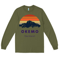 Army Green Okemo Vermont Skiing Snowboarding Hikers Gifts for VT Travel Long Sleeve Tee - InspiraDesign