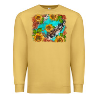 Antique Gold western sunflowers turquoise cowhide  tooled leather Premium Sweatshirt - BarkalooDesign