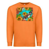 Carrot western sunflowers turquoise cowhide  tooled leather Premium Sweatshirt - BarkalooDesign