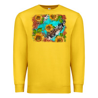 Lemon western sunflowers turquoise cowhide  tooled leather Premium Sweatshirt - BarkalooDesign