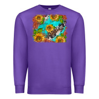 Purple western sunflowers turquoise cowhide  tooled leather Premium Sweatshirt - BarkalooDesign