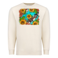 Sandshell western sunflowers turquoise cowhide  tooled leather Premium Sweatshirt - BarkalooDesign