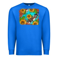 True Royal western sunflowers turquoise cowhide  tooled leather Premium Sweatshirt - BarkalooDesign
