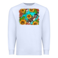White western sunflowers turquoise cowhide  tooled leather Premium Sweatshirt - BarkalooDesign